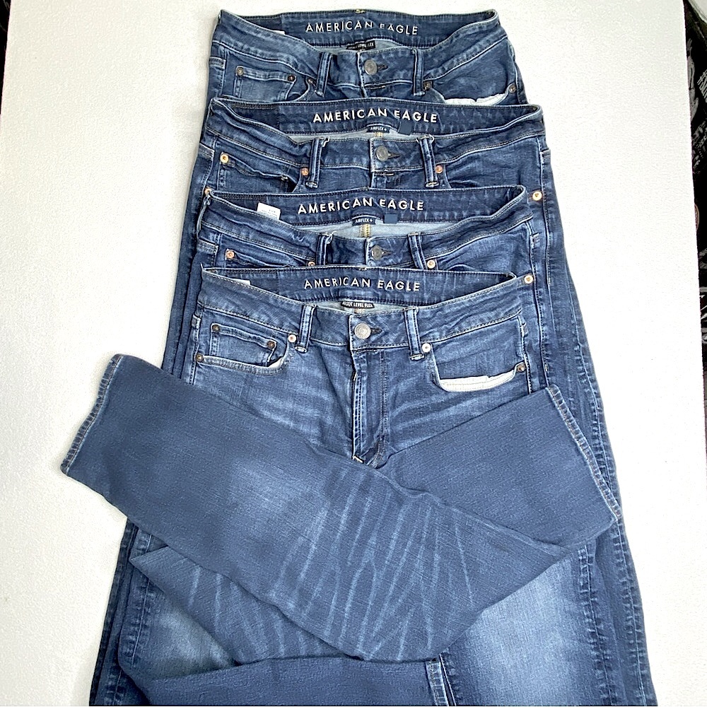 4 PAIRS American Eagle AirFlex+ Slim Straight Men’s 4 Jean BUNDLE Size (33X30) - Picture 5 of 13
